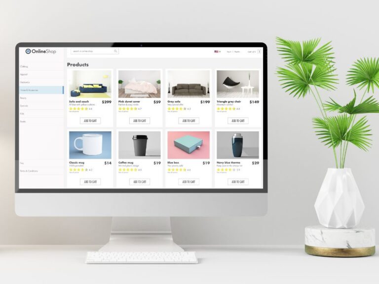 products on a computer screen
